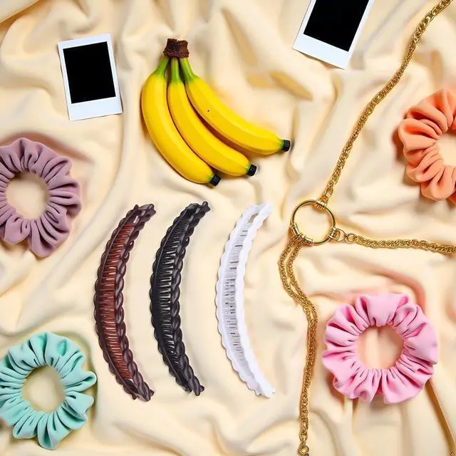 Alt view image 4 of 7 - 6Pcs Brown, White, Black Banana Clips Hair Clincher Combs Bananas Vintage Large Hair Clip for Thick Banana Clips Set for Women Stylish Hair Accessories for Ponytails, Fishtails, Ponytail Holders