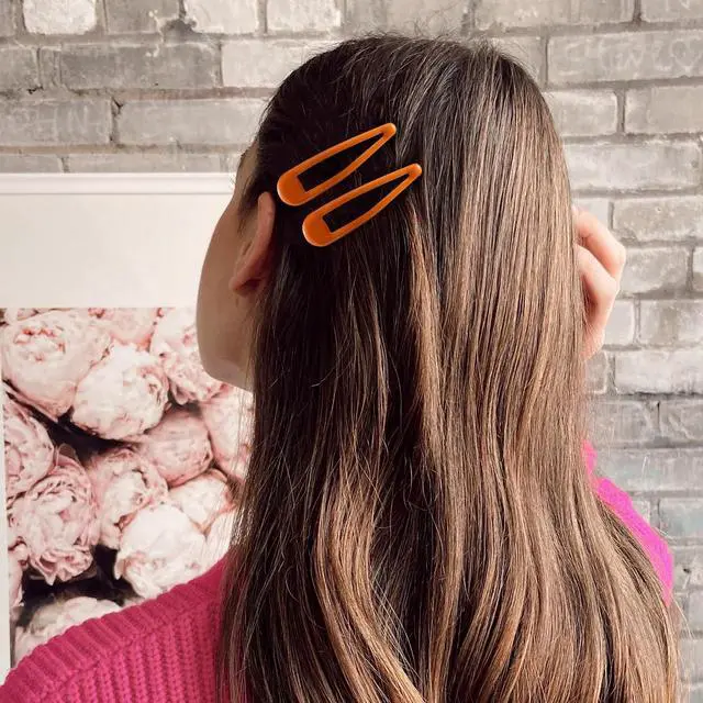 Alt view image 4 of 7 - Large Snap Clips Water Drop No Slip Barrettes for Women Metal Hair Clips For Thick And Thin Fine Hair,Black Orange White Multiple Yellow,2.67 x 0.7 Inches,12 PCS