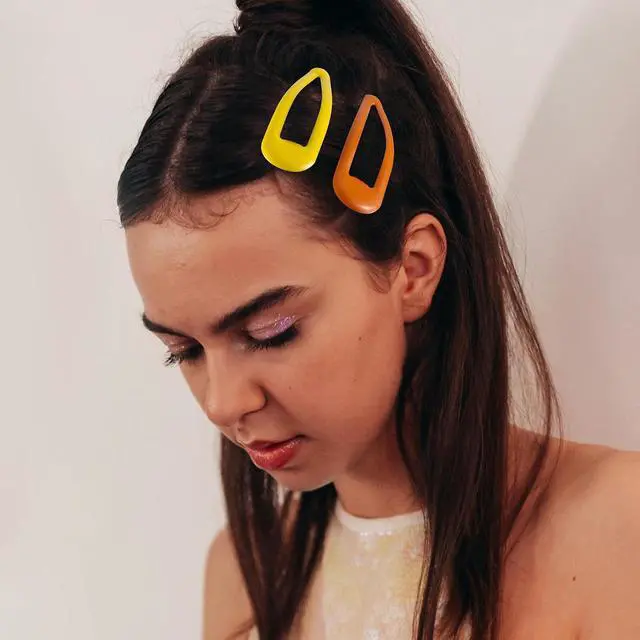 Alt view image 5 of 7 - Large Snap Clips Water Drop No Slip Barrettes for Women Metal Hair Clips For Thick And Thin Fine Hair,Black Orange White Multiple Yellow,2.67 x 0.7 Inches,12 PCS