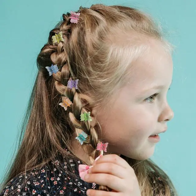 Alt view image 6 of 7 - 50 Pack Mini Butterfly Hair ClipsSmall Claw Hair Clips for Women and Girls (Glitter)