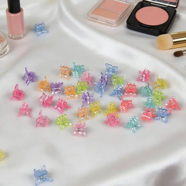 Alt view image 5 of 7 - 50 Pack Mini Butterfly Hair ClipsSmall Claw Hair Clips for Women and Girls (Glitter)