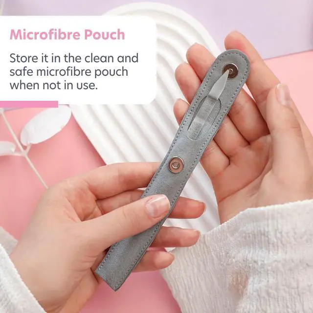 Alt view image 6 of 7 - Bona Fide Beauty Czech Glass Cuticle Pusher (Clear), 1Pc with Pouch | Dual-Ended Cuticle Pusher made in the Czech Republic, washable nail care, reusable glass stick, comes with protective pouch