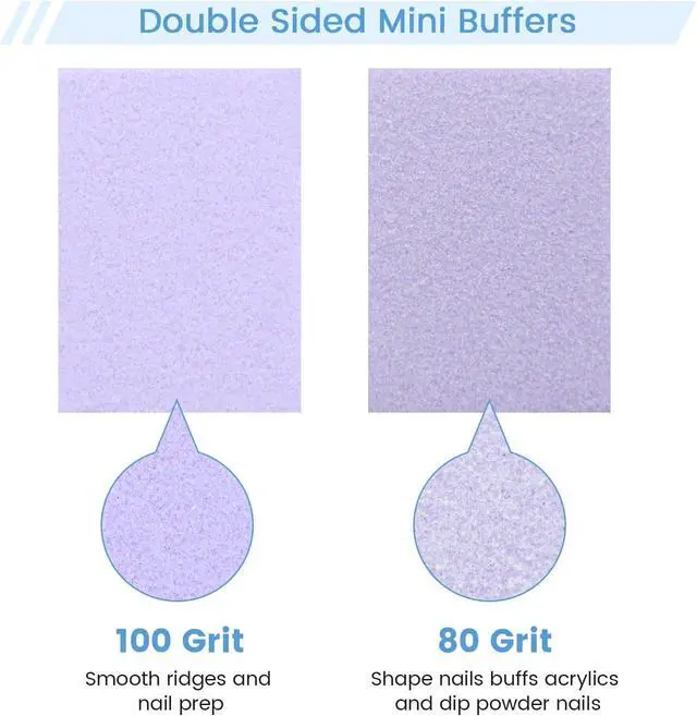 Alt view image 3 of 7 - Nail Buffer Block - 100 Pcs Mini Buffers 80/100 Grit 2 Way Purple | 1.3" Long, High-elastic Sponge, Washable & Reusable, Natural Nails Cleanup & Prep , Small Buffing Kits, Travel Size, Home DIY