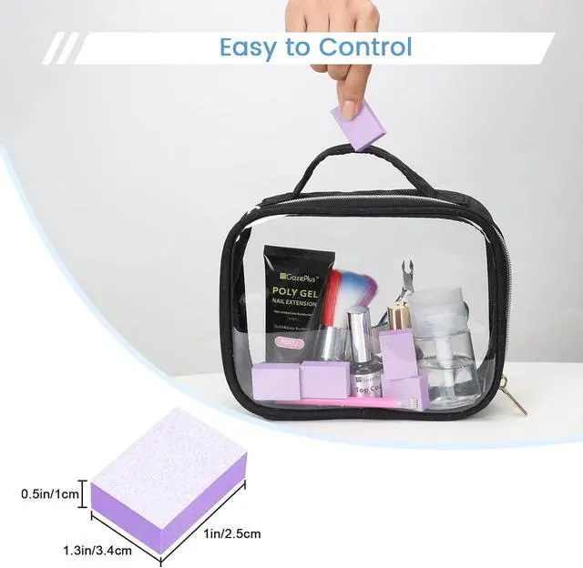 Alt view image 5 of 7 - Nail Buffer Block - 100 Pcs Mini Buffers 80/100 Grit 2 Way Purple | 1.3" Long, High-elastic Sponge, Washable & Reusable, Natural Nails Cleanup & Prep , Small Buffing Kits, Travel Size, Home DIY