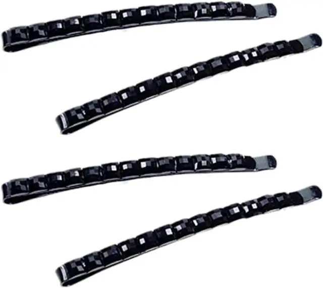 Main image of 4Pcs Black Rhinestone Bobby Pins, Black Bobby PinsSparkly Crystal Diamond Hair Pins for Women, Metal Decorative Hair Barrettes for Decoration Hair Accessories