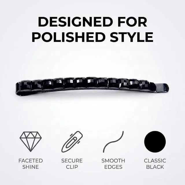 Alt view image 4 of 7 - 4Pcs Black Rhinestone Hair Clips - Shiny Crystal Barrettes and Bobby Pins | Sparkly Metal Hairpins for Women and Girls,Hair Accessories, Barrettes and Clips