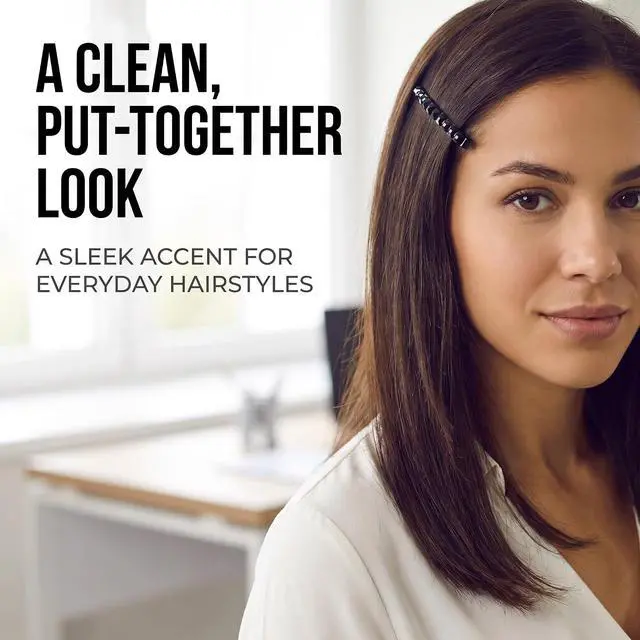 Alt view image 6 of 7 - 4Pcs Black Rhinestone Hair Clips - Shiny Crystal Barrettes and Bobby Pins | Sparkly Metal Hairpins for Women and Girls,Hair Accessories, Barrettes and Clips