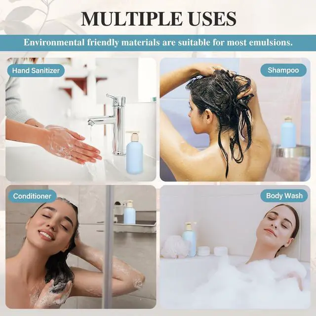 Alt view image 5 of 7 - Shampoo and Conditioner Bottles, 6.8oz 2-Pack Travel Bottles | BPA Free, HDPE Material, Lockable, Leak-proof, Squeezable, 2-pack Pump Dispenser, for Wash Supplies