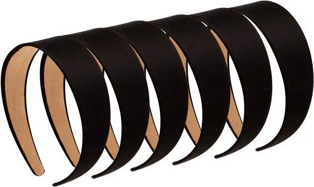 Main image of LONEEDY 6 Hard Headbands, 1.6 Inch/4CM Wide Non-slip Ribbon Hairband for Women (Black)