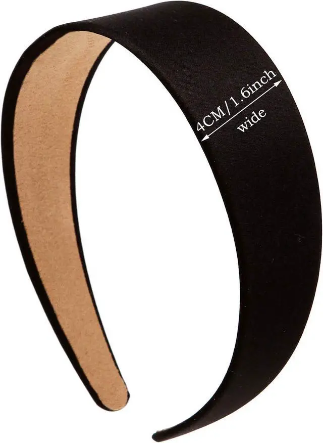 Alt view image 2 of 5 - LONEEDY 6 Hard Headbands, 1.6 Inch/4CM Wide Non-slip Ribbon Hairband for Women (Black)