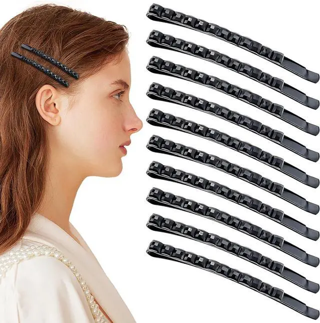 Main image of 40 Pcs Black Rhinestone Jumbo Bobby Pins, 2.44 Inch Metal Hair Clips Sparkly Crystal Diamond Hair Pins Decorative Shiny Hair Barrettes Hair Accessories for Women Thick Long Updo Hair Style