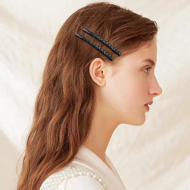 Alt view image 3 of 7 - 40 Pcs Black Rhinestone Jumbo Bobby Pins, 2.44 Inch Metal Hair Clips Sparkly Crystal Diamond Hair Pins Decorative Shiny Hair Barrettes Hair Accessories for Women Thick Long Updo Hair Style