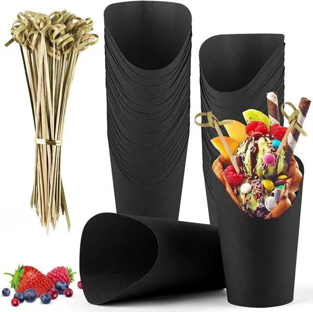 Main image of COIDEA 50 Pcs Charcuterie Cups 12oz with 100 Cocktail Picks for Party | Paper cups + 100 bamboo cocktail picks, Grease-proof & leak-proof coating, Oblique mouth design for easy food display