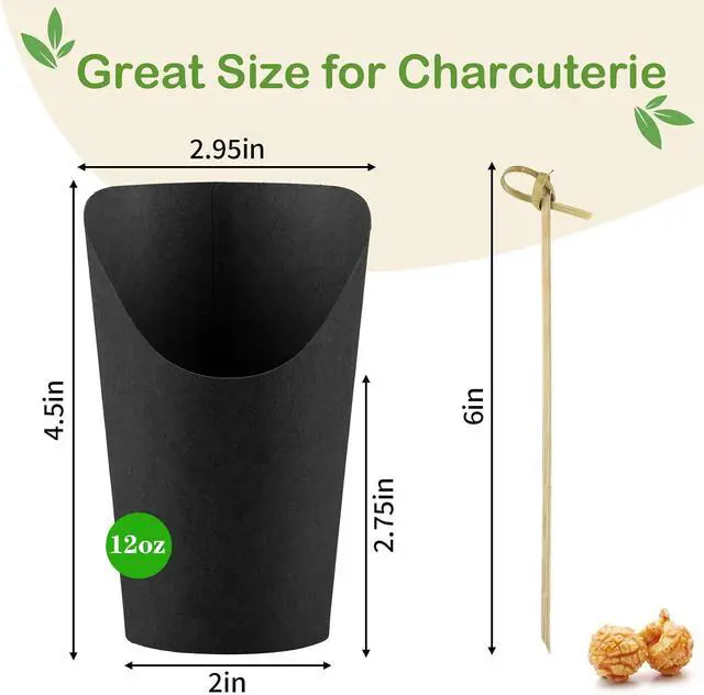 Alt view image 2 of 6 - COIDEA 50 Pcs Charcuterie Cups 12oz with 100 Cocktail Picks for Party | Paper cups + 100 bamboo cocktail picks, Grease-proof & leak-proof coating, Oblique mouth design for easy food display