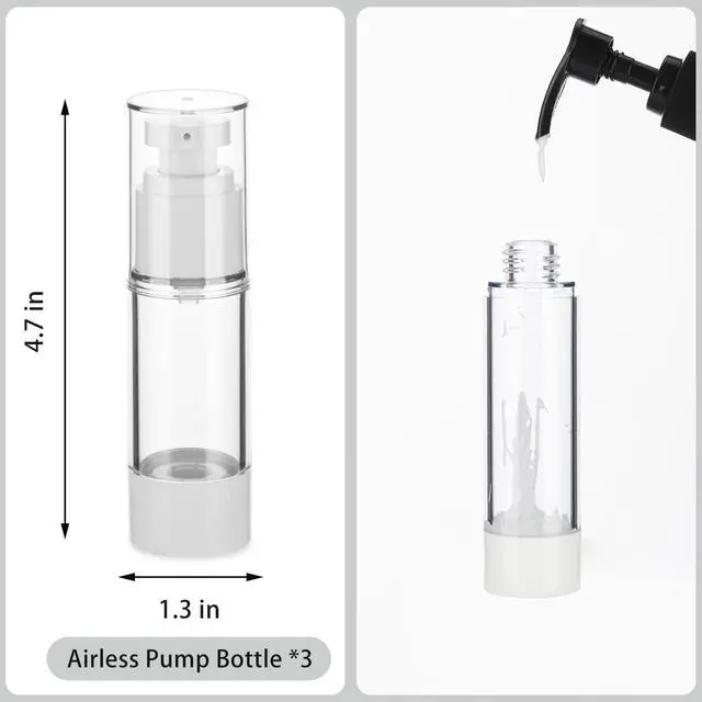 Alt view image 2 of 7 - 1OZ/30ML Clear Airless Pump Bottles, Lotion Dispenser Travel with Pump, Vacuum Plastic Travel Size Lotion Bottle for Foundation, Creams, Cosmetic(3 Pack)