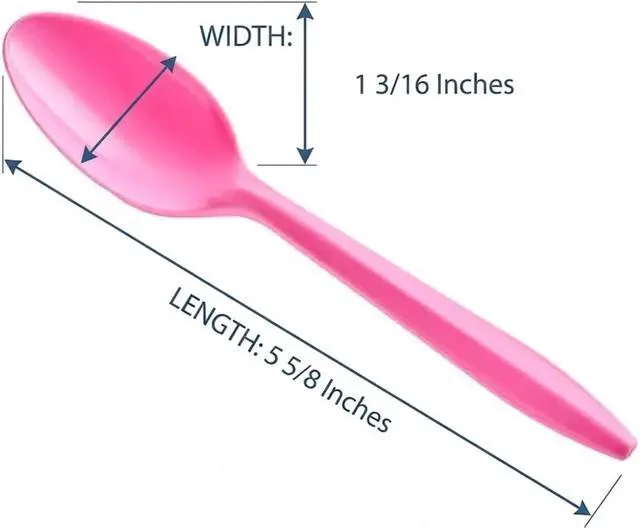 Alt view image 6 of 7 - 100 Count Plastic Teaspoons, Pink Party Spoons | Disposable design for quick cleanup after parties, events, and gatherings