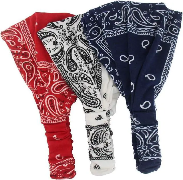 Alt view image 6 of 7 - Paisley Bandana Headband for Women with Elastic Yoga Headband Outdoor Hairband Adjustable Turban Headwrap,Pack of 6