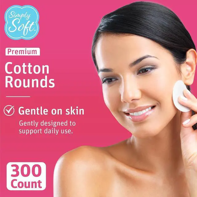 Alt view image 2 of 7 - Medline Simply Soft Cotton Rounds (300 Count), 100% Cotton Absorbent and Textured Cotton Pads, Lint-Free