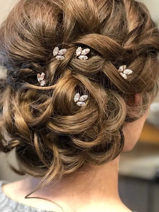 Main image of Wedding Hair Pins for Bride, 5PCS Rose Gold Decorative Hair Pins With Rhinestone, Hair Accessories (Rose Gold Clear)