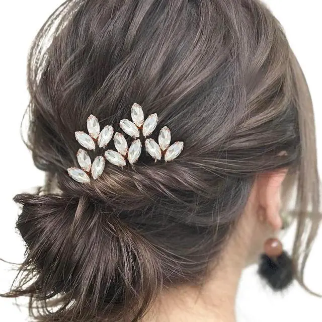Alt view image 2 of 6 - Wedding Hair Pins for Bride, 5PCS Rose Gold Decorative Hair Pins With Rhinestone, Hair Accessories (Rose Gold Clear)
