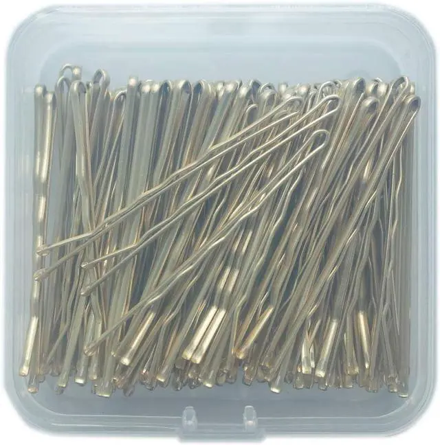 Main image of ScivoKaval Bobby Pins Bulk Champagne Gold for Blonde 100 Count Hair Bob Pins Bulk in a Case Box Tub, 2.2 inch