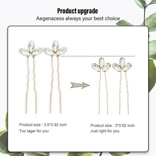 Alt view image 4 of 6 - Wedding Hair Pins for Bride, 5PCS Rose Gold Decorative Hair Pins With Rhinestone, Hair Accessories (Rose Gold Clear)
