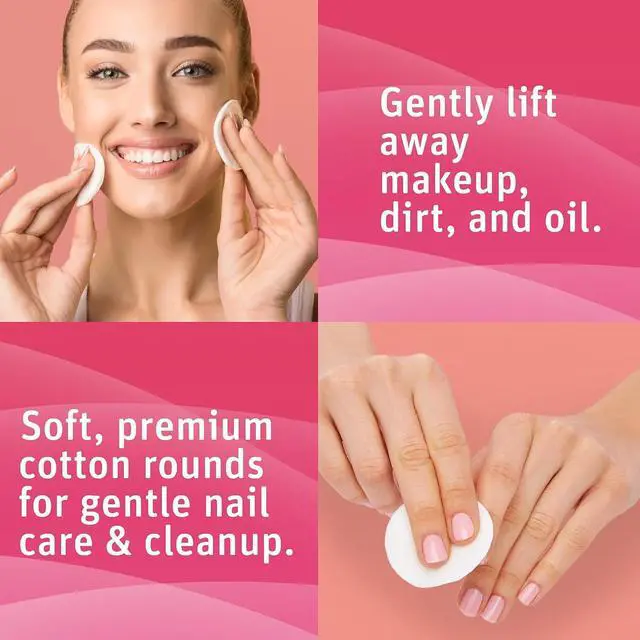 Alt view image 7 of 7 - Medline Simply Soft Cotton Rounds (300 Count), 100% Cotton Absorbent and Textured Cotton Pads, Lint-Free