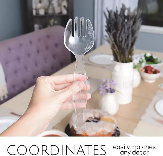 Alt view image 3 of 7 - Plasticpro Disposable Plastic Serving Forks Durable Heavy Duty Premium Serving Utensils Clear Pack of 4