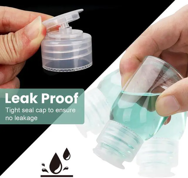 Alt view image 4 of 7 - Travel Bottles for Toiletries 6 Pack 2.2oz Leak Proof Containers | Wide Mouth, TSA Approved, Refillable Squeeze Bottles with Flip Cap, for Shampoo Conditioner Body Wash Lotion(Clear)