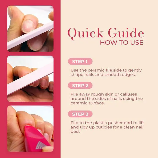 Alt view image 5 of 7 - Ceramic Files for Nails, Manicure Fingernail Files with Cases, Expert Precision Filing, Leaves Nails Smooth, Professional Manicure & Pedicure Kit (White & Black, 2, Count, Soft)