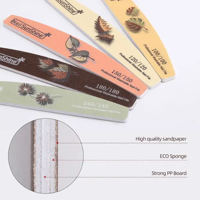 Alt view image 3 of 7 - 25 Pieces Nail Files and Buffers Mixed Grit, 100/120/150/180/240 Grits Reusable Emery Boards for Acrylic Files and Natural Nails