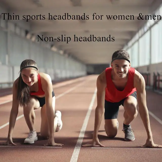Alt view image 4 of 6 - Hexchasty 9pcs Elastic Thin Stretchy Skinny Sports Headbands for Women Men | athletic black yoga headbands