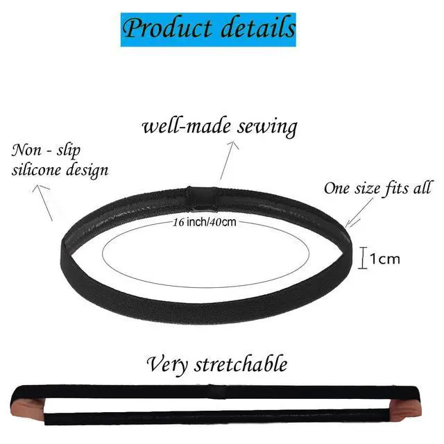 Alt view image 2 of 6 - Hexchasty 9pcs Elastic Thin Stretchy Skinny Sports Headbands for Women Men | athletic black yoga headbands