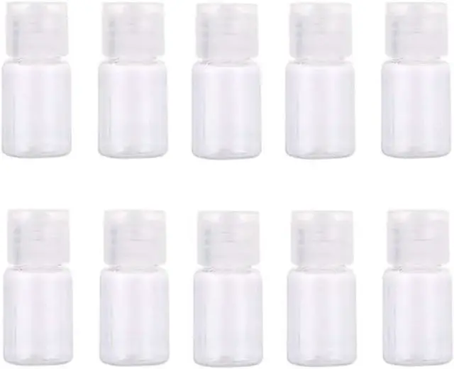 Main image of 10 PCS 0.17oz/5ml Empty Refillable Clear PET Plastic Flip Cap Dispenser Bottles Cosmetic Container Jar Pot Vial Sample Storage for Shampoo Body Wash Lotion Cream Toner Essential Oil