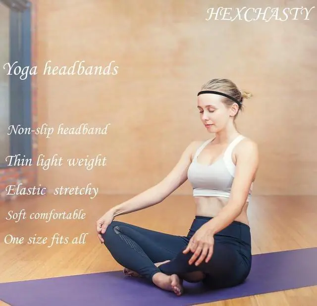 Alt view image 6 of 6 - Hexchasty 9pcs Elastic Thin Stretchy Skinny Sports Headbands for Women Men | athletic black yoga headbands