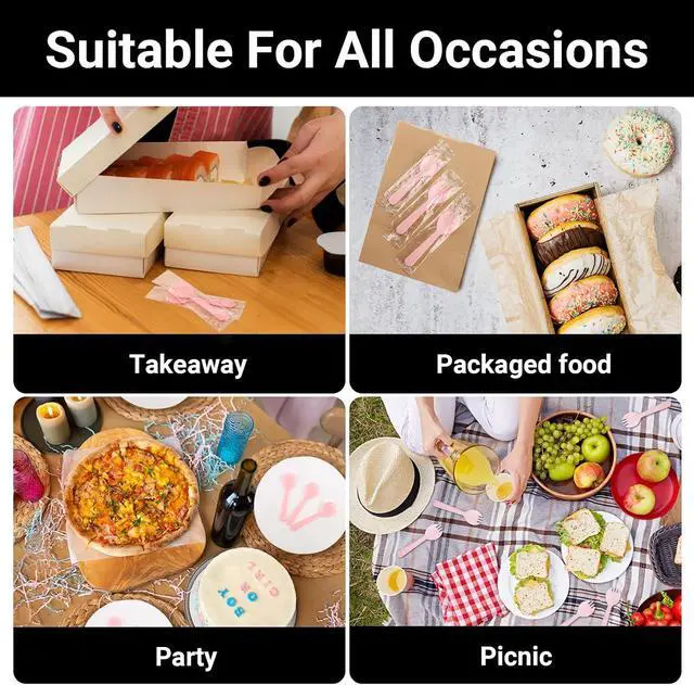 Alt view image 7 of 7 - EUSOAR Disposable Sporks, 100pcs 4.5"x1.3" Plastic Sporks, Heavy Duty Heavyweight Disposable Utensils Silverware Set Individually Wrapped Fork Spoon for Party Bulk Wedding Birthday Gathering-Pink