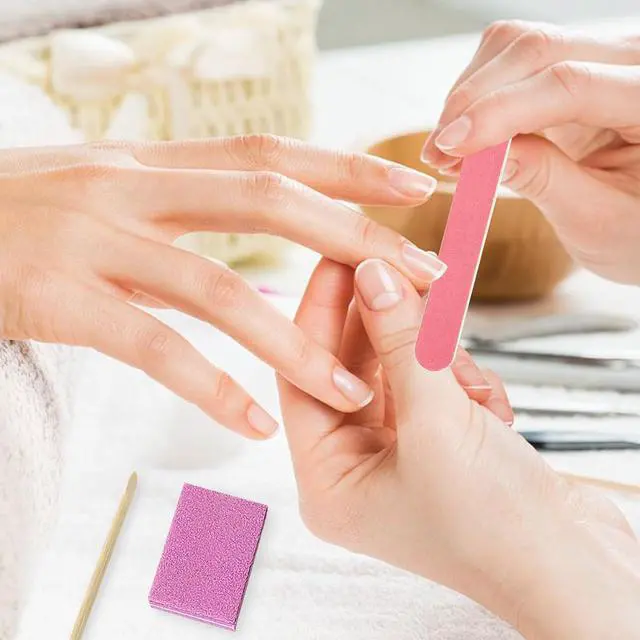 Alt view image 4 of 6 - Lokyango Disposable Manicure Tool Kit (Pink, Count, 40, 80/100 Grit) | Individually Package, Mini Nail Buffer, Nail File, Wood Stick, Press on Nail Tool Kit Nail Packaging Kit for Salon Home