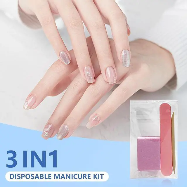 Alt view image 3 of 6 - Lokyango Disposable Manicure Tool Kit (Pink, Count, 40, 80/100 Grit) | Individually Package, Mini Nail Buffer, Nail File, Wood Stick, Press on Nail Tool Kit Nail Packaging Kit for Salon Home