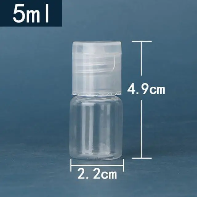 Alt view image 2 of 6 - 10 PCS 0.17oz/5ml Empty Refillable Clear PET Plastic Flip Cap Dispenser Bottles Cosmetic Container Jar Pot Vial Sample Storage for Shampoo Body Wash Lotion Cream Toner Essential Oil
