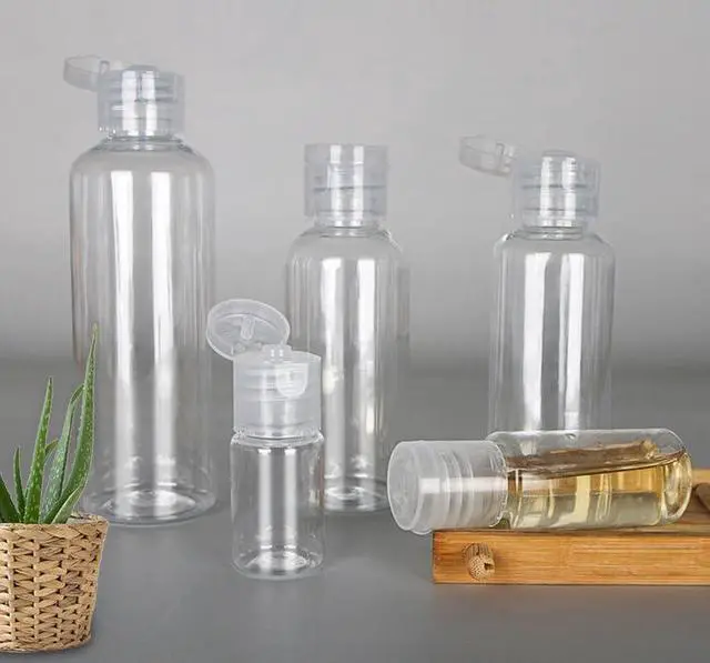 Alt view image 6 of 6 - 10 PCS 0.17oz/5ml Empty Refillable Clear PET Plastic Flip Cap Dispenser Bottles Cosmetic Container Jar Pot Vial Sample Storage for Shampoo Body Wash Lotion Cream Toner Essential Oil