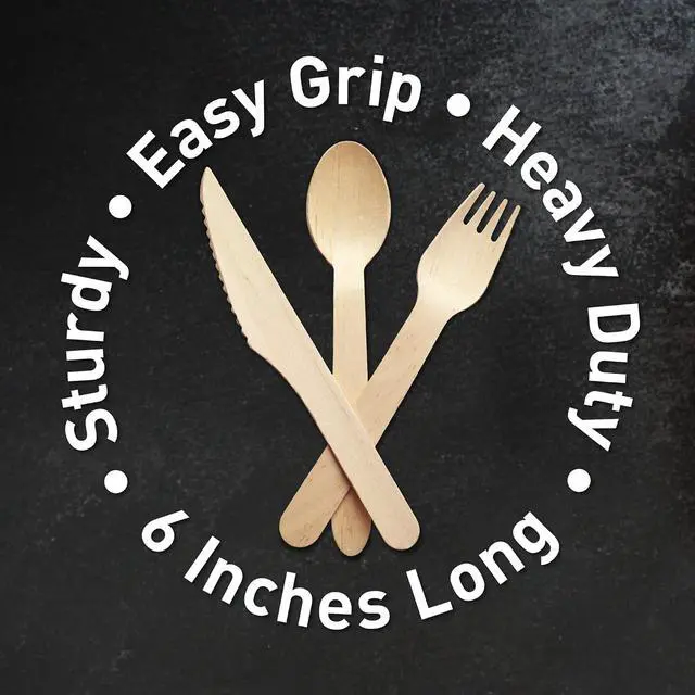 Alt view image 5 of 7 - Weemium Wooden Forks Disposable - 100 Splinter-free 6.5" Compostable Forks Biodegradable and Eco friendly Disposable Forks Utensils for Outdoors and Parties
