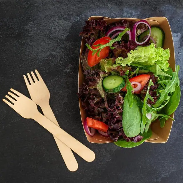 Alt view image 6 of 7 - Weemium Wooden Forks Disposable - 100 Splinter-free 6.5" Compostable Forks Biodegradable and Eco friendly Disposable Forks Utensils for Outdoors and Parties