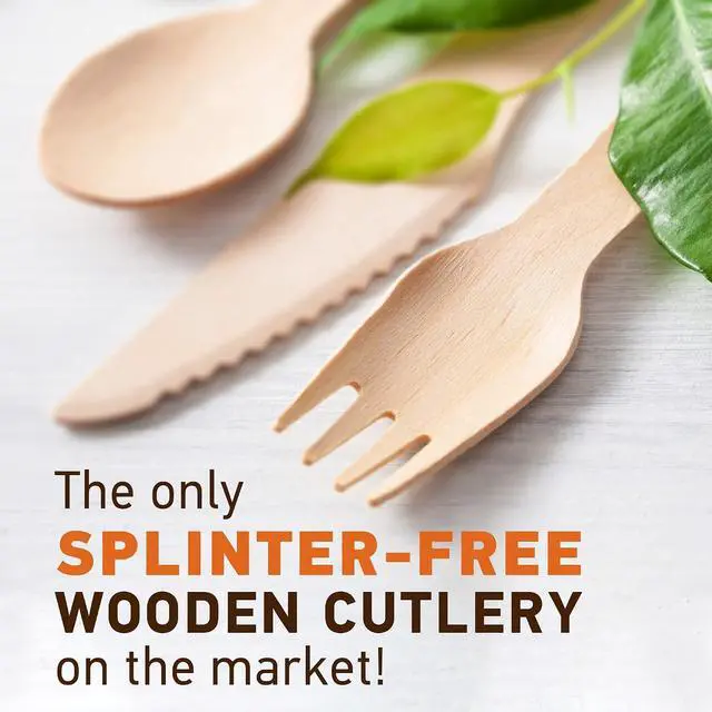 Alt view image 3 of 7 - Weemium Wooden Forks Disposable - 100 Splinter-free 6.5" Compostable Forks Biodegradable and Eco friendly Disposable Forks Utensils for Outdoors and Parties