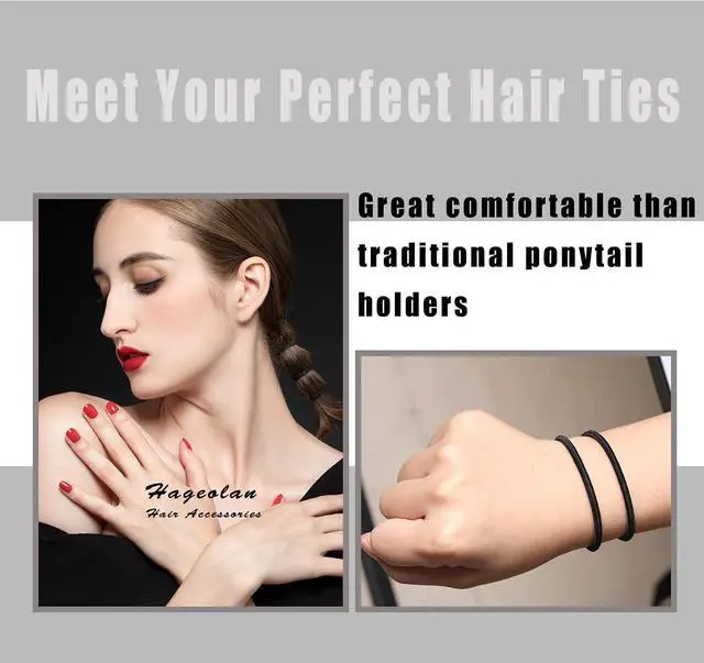 Alt view image 6 of 6 - Hageolan Elastic Hair Ties for Thick Heavy and Curly Hair 120 Pcs, Hair Bands for Women's Hair Black Ponytail Holders Bulk (4mm)