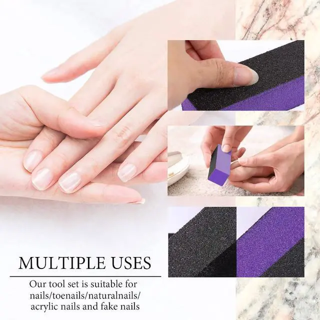 Alt view image 3 of 7 - SKYPIA Nail Buffer 3 Sided Blocks Sanding Buffing Grinding Polisher File Shine Nail Art Pedicure Manicure Tool Acrylic Nail Kit Manicure Set Nail Buffer Block (2 PCS) (Purple)