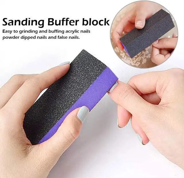Alt view image 4 of 7 - SKYPIA Nail Buffer 3 Sided Blocks Sanding Buffing Grinding Polisher File Shine Nail Art Pedicure Manicure Tool Acrylic Nail Kit Manicure Set Nail Buffer Block (2 PCS) (Purple)