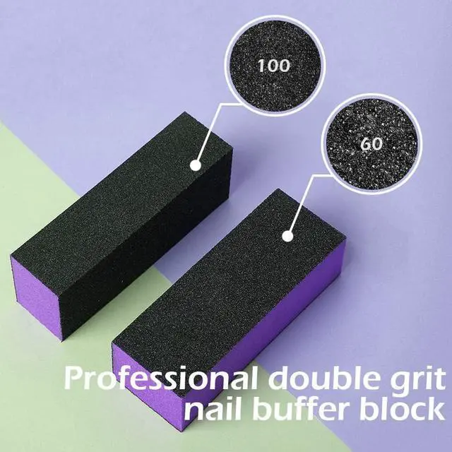 Alt view image 6 of 7 - SKYPIA Nail Buffer 3 Sided Blocks Sanding Buffing Grinding Polisher File Shine Nail Art Pedicure Manicure Tool Acrylic Nail Kit Manicure Set Nail Buffer Block (2 PCS) (Purple)