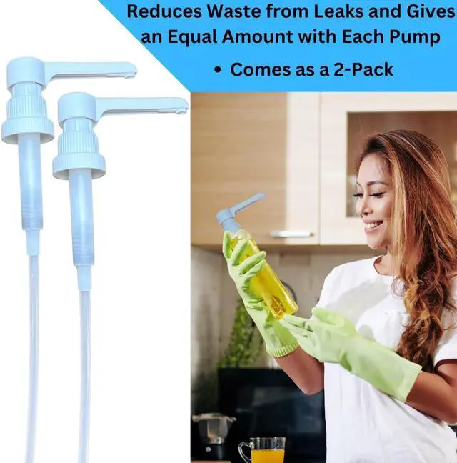 Alt view image 3 of 6 - Dual Fitting Pump Dispenser for Gallon Jugs and Smaller Bottles (8cc Each Pump/Fits 28-400 and 38-400) Leak Proof for Household and Commercial Use, Plastic Pump for 1 Gallon Jug - BPA Free (2-Pack)