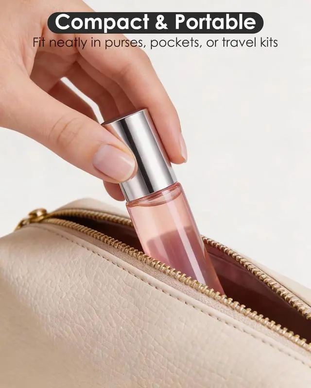 Alt view image 4 of 7 - Essential Oil Roller Bottles - 4 Pack Refillable 10ml Glass Roller Bottles | Leak-proof, UV-Resistant, Roll On Bottles for Essential Oil, Perfume, Lip Gloss, Travel, Roller Ball Applicator, Rose Gold