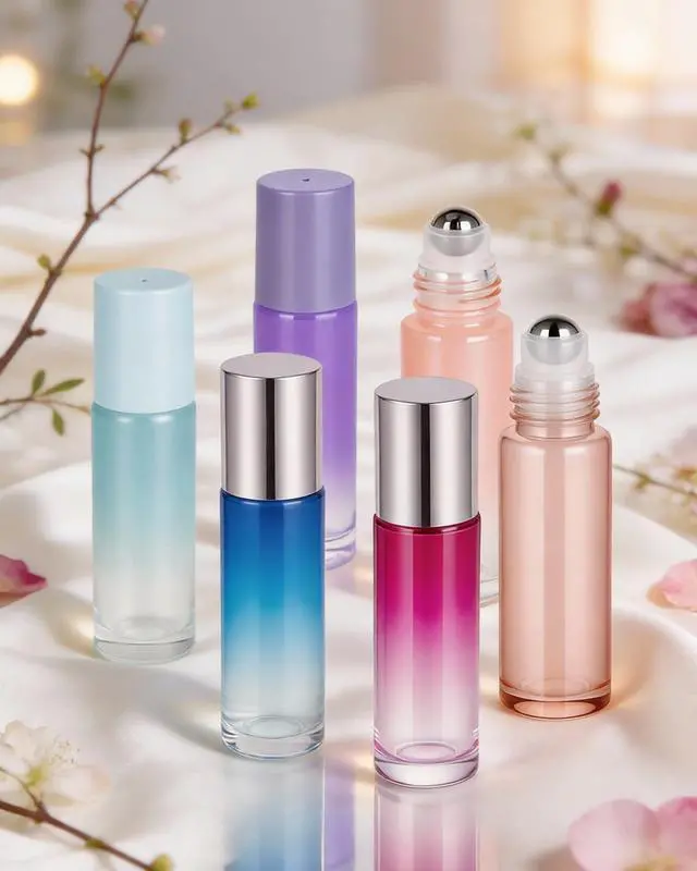 Alt view image 7 of 7 - Essential Oil Roller Bottles - 4 Pack Refillable 10ml Glass Roller Bottles | Leak-proof, UV-Resistant, Roll On Bottles for Essential Oil, Perfume, Lip Gloss, Travel, Roller Ball Applicator, Rose Gold